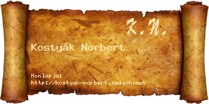 Kostyák Norbert névjegykártya